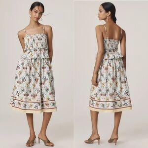 By Anthropologie Smocked Peplum Midi Dress
